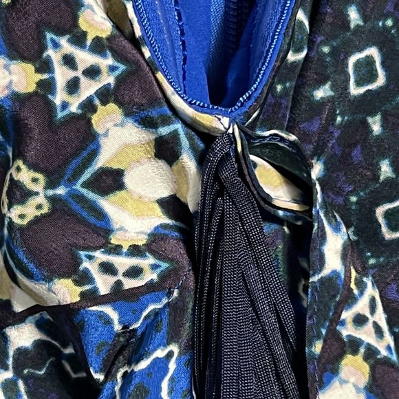 BCBG MaxAzria Corset Top Womens 2 Blue BOHO Asymmetric Ribs Fringe Bustier Tiers - Picture 11 of 17